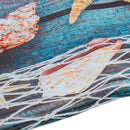 Retro Blue Wood Flooring Fishing Net Conch Shells Starfish Nautical Non-Sli F1L1
