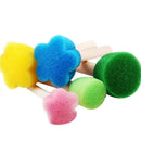 2X(5Pcs/Set Sponge Paint Brushes Toys Wooden Handle Seal Sponge Brushes Kid