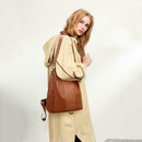 Women Backpack PU Leather School Shoulder Bag Casual Rucksacks (Brown) SN9F