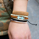 Unisex European Style Wooden Beads Woven Knitting Bracelet Wristband