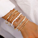 6 Pieces/Set Of Bracelets Shell Alloy Bracelet Ladies Geometric Beads Simpl