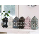 Rustic Lamp House Wrought Iron Lantern Ornament Tea Light Candle Holder Blue