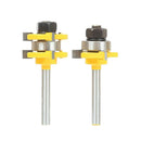 2Pcs Tongue & Groove Router Bit 3/4" Stock 1/4" Shank For Woodworking Tool