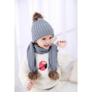 2Pair Baby Boy Girl Winter Cap Knitted Faux Fur Pom Bobble Beanie Hat Scarf