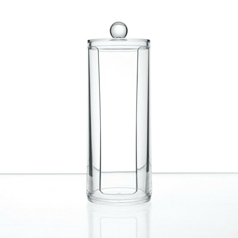 Facial Makeup Container Cotton Pads Round Dispenser With Lid Clear Acrylic  R7Y9