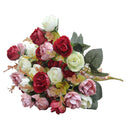 21-Head Silk Flower Artificial Rose Home Wedding Floral Bouquet Decor Red