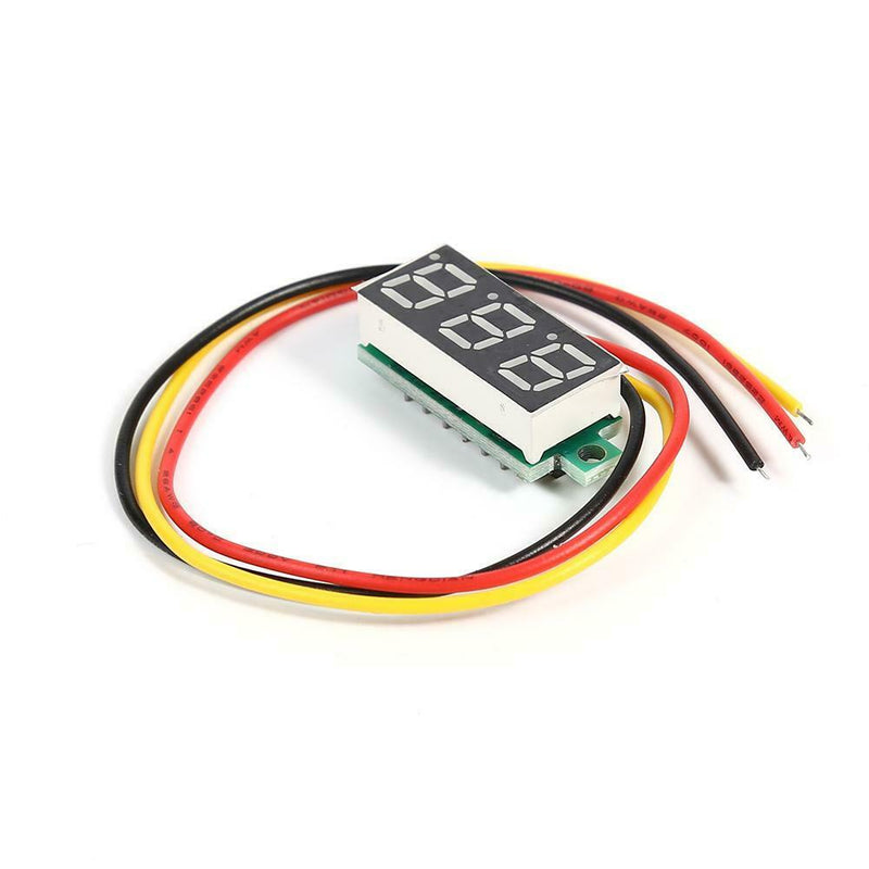 DC 0-100V 3 Wires Mini Gauge Voltage Meter Voltmeter LED Display (Green)