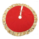 Red Christmas Tree Skirt Ruffle Edge Tree Apron Golden Cloth Ornament Decor