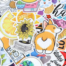 53Pcs Summer light yellow stickers DIY scrapbook suitcase laptop guitar sticke3C