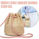 Summer Straw Bucket Bag Weave Purse Handbag Fringe Bohemian Bag Pouch pink D5U2