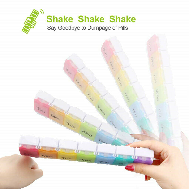 Weekly Pill Organizer Pills Tablet Holder For Travel w/ 7 Compartments Portable