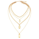 Square Cross Multilayer Pendant Necklace Alloy Multilayer Exquisite Clavicl