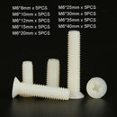 45pcs M6 x (8-40mm) White Nylon Plastic Phillips Flat Head Machine Screws Kit