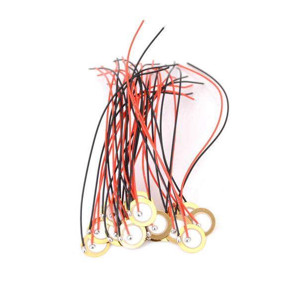20PCS 12mm Piezo Elements Sounder Sensor Trigger Drum Disc + wire copper S Ew