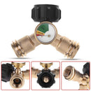 Propane Y-Splitter Tee Adapter Connector With Propane Tank Gauge Level Indi