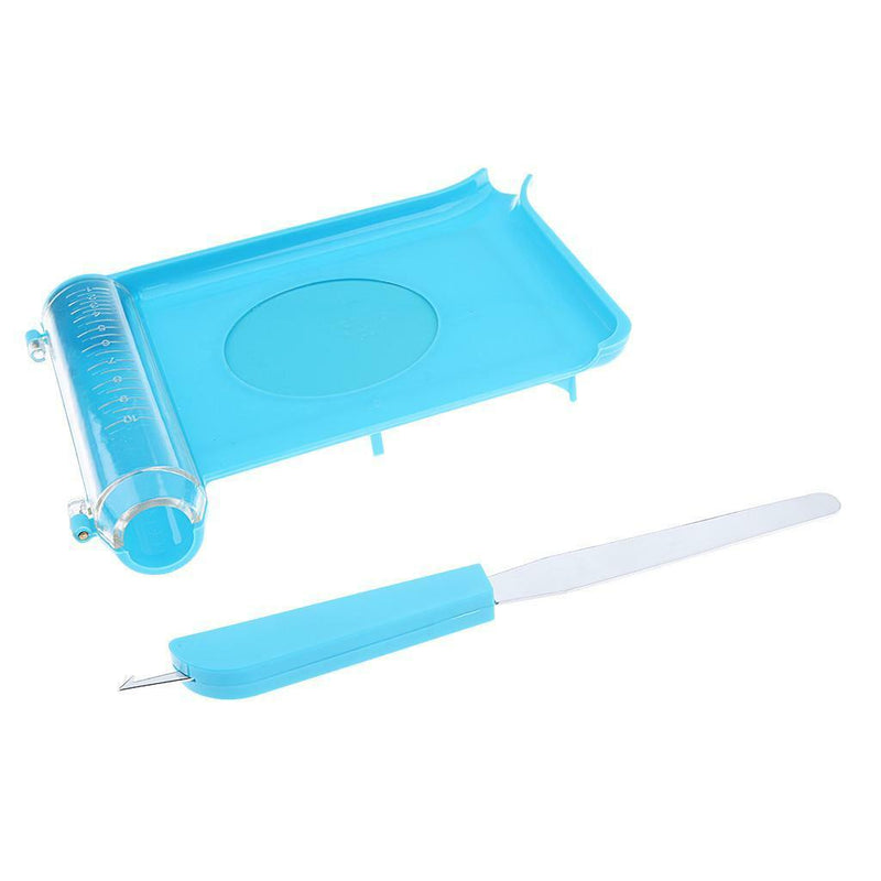 Right Hand Pill Counting Tray with Spatula Blue with Graduation Chute