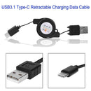 5pcs USB Type-C USB3.1 Retractable Cable Data Sync Charger Charging Cable A