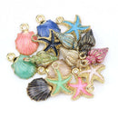 15PCS Enamel Starfish Shell Conch Pendants Charms Craft DIY Jewelry Findings_3C