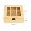 9 Compartment Display Case Wooden Tea Coffee Display Case Organizer Storage Box
