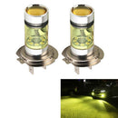 1Pair Bright Yellow H7 100W 2323 Chip Fog Spot Driving LED Light Bulbs