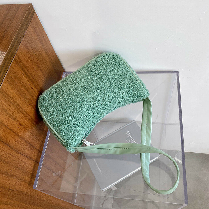 Fashion Woolen Handbag Shoulder Underarm Bags Travel Casual Totes (Green)