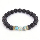 2 PCS Lava Stone Beads Natural Stone Bracelet Set Unisex Stretch Yoga Bracelet L
