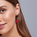 Korean Cherry Fruit Long Drop Earrings Women Sweet Ear Clip Pendant Jewelry A