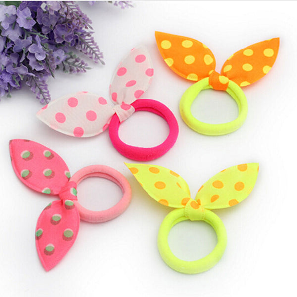 10pcs Rabbit Ears Hair Holders Hair Accessories Child Girl Rubber HairBand MOAU