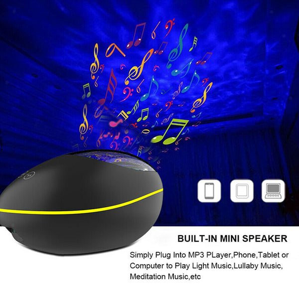 2-in-1 Projection Lamp and Bluetooth Speaker 8 Colors Changing Black