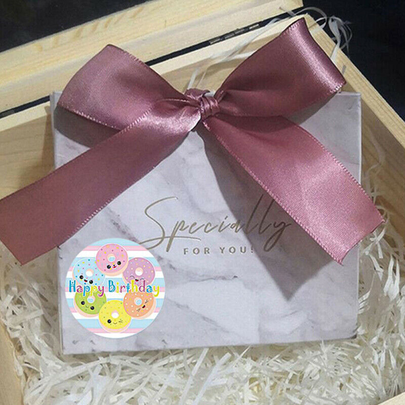 500Pcs Doughnut Happy Birthday Seal Stickers Cake Baking Package Gift Labels Ew