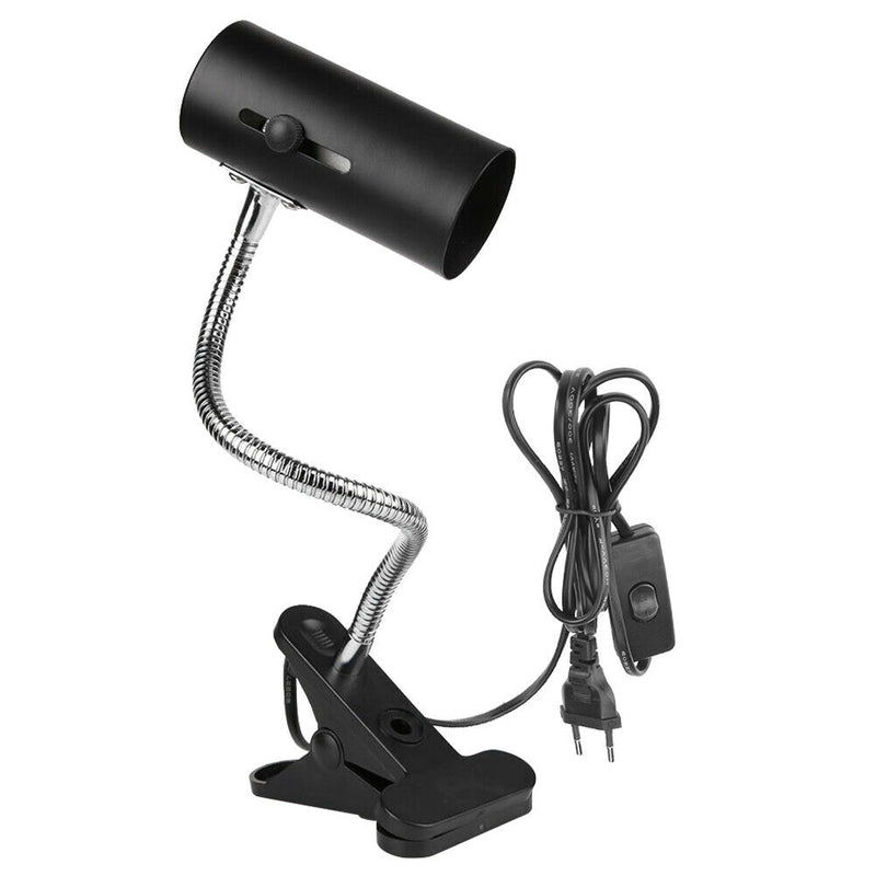 E27 Heating Reptile Lamp Holder Clip-on Bulb with Cover Pet Light (Black) A