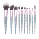 10Pcs Rhinestone Crystal Glitter Makeup Brushes Set Professional Foundation Q1N9