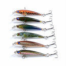 6pcs Minnow Printed Fishing Lures 5cm 2.2g Bionic Bait Artificial Crankbait