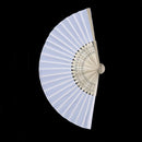 10x fan in white silk fabric + bamboo with gift bag in muslin for wedding p