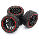 Pack of 4 Rubber Tyre Tyres Tires Wheel Rim Hex 12mm Fits for 1/10 RC Remote