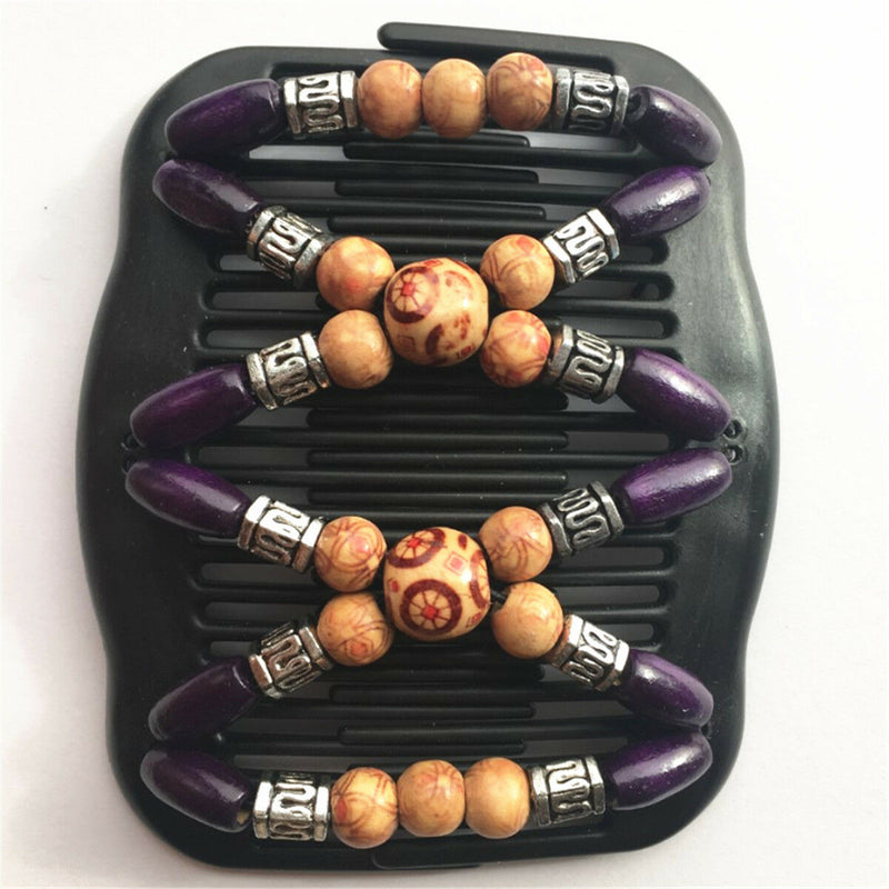 1pc Magic Butterfly Shape Wood Beads Stretchy Hair Styling Slide Clip Updo Combs