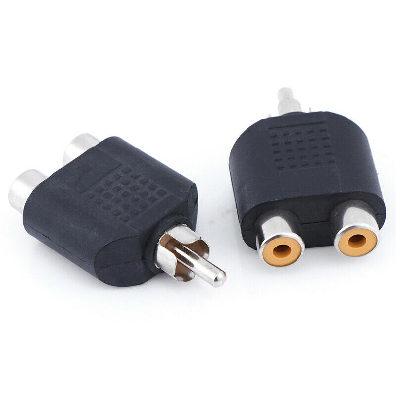 1Pct RCA Y splitter AV audio video plug converter 1 male to 2 female adapter-kit