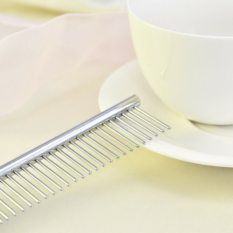 Pet Comb Dog Cat Metal Double Row Teeth Brush Grooming Hair Steel Handle Tools