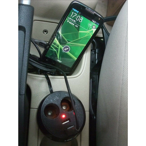 Cup Shape 2Way Car Cigarette Lighter Socket Dual USB Charger Splitter Adapter l-