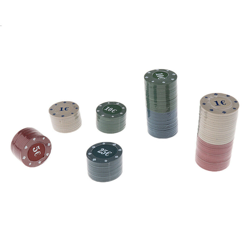 100 Pieces Poker Chips+Dealer Button with Chip Tray Professional Casino Game