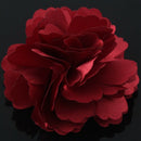 Women Girls Satin Peony Flower Hair Clip Brooch - Claret A7A2