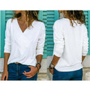 Women Autumn Fashion V Neck Long Sleeve Elegant Tops Ladies Casual Solid Co