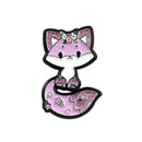 Cartoon Cute Fox Brooch Flower Badges Jacket Clothes Jewelry Gift (Black)
