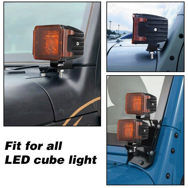 2 Pcs 3 Inch Amber Led Pod Covers Square Led Light Bar Covers Led Cube Cove M1G6