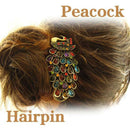 Women Fashion Retro Colorful Rhinestone Feathers Peacock Hair pin Duckbill Clip