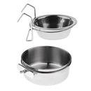 Set of 2, Pet Food Feeder Water Drinker Stainless Steel Coop Cup Hook on For