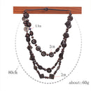 Womens Boho Layered Necklace, Wooden Geometric Beaded Pendant Necklace Ethnic