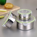 3Pcs Round Lunch Box Stainless Steel Lunch Box 280/500 / 900Ml Leakproof Lu