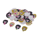 50Pcs Lovely Cartoon Girs Wooden Buttons for Kids Children Cardmaking