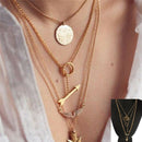 Creative Summer Style Necklace Women Multilayer Irregular Alloy Pendant Chai 3C